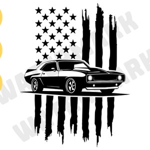 American Flag Piston Muscle Car SVG: Mechanic Garage Tools (Digital Download)
