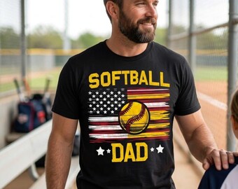 American Softball Dad PNG: Patriotic Father's Day Design (Digital Download)
