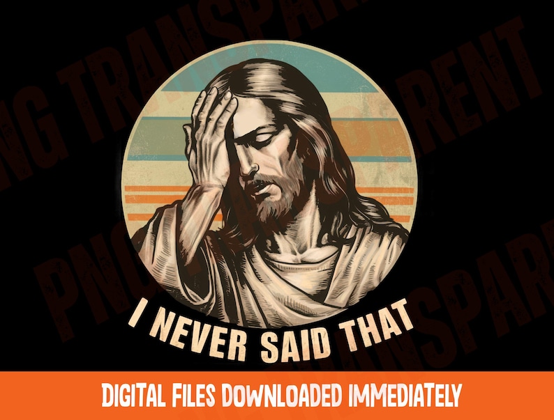 Meme engraçado de Jesus em PNG: Design de humor cristão (Download digital) imagem 2