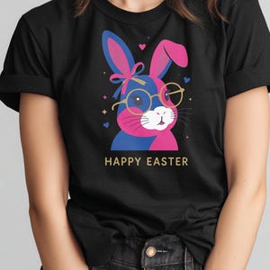 Conejito de patchwork SVG PNG, diseño infantil de conejito de Pascua retro coqueto, descarga digital