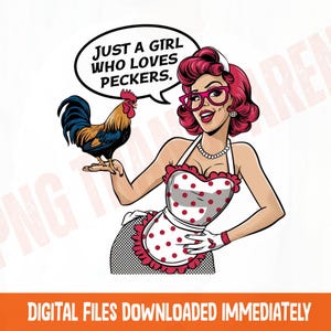 Sassy Girl with Chicken PNG: Humorous Sublimation Design (Digital Download)