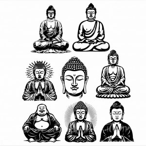 Buddha Vektor Kunst Bundle: SVG, PNG, DXF (Digitaler Download)