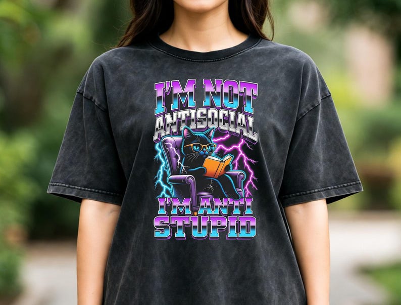 I'm Not Antisocial I'm Anti Stupid PNG Funny Introvert Black Cat ...