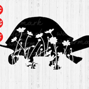 Floral Turtle SVG,  Floral Animal SVG, Floral Tortoise svg, Tortoise SVG, Turtle Lover svg, Mandala svg, Flourish svg, Cut File Cricut
