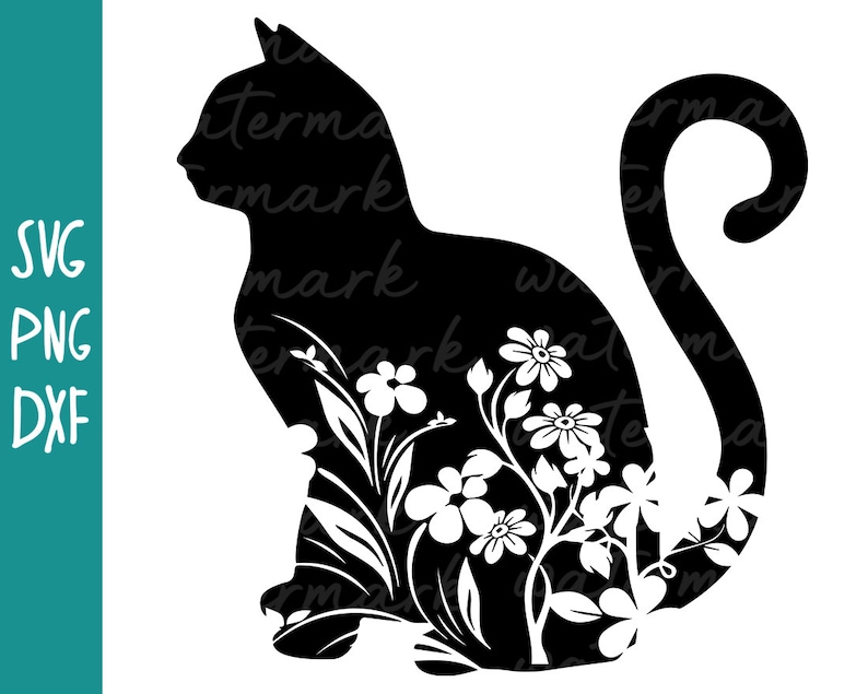 Download Wildflower Cat Clipart Floral Animal Floral Cat Silhouette Svg 2 File Cat With Flower Floral Cat Svg Cat Svg Files For Silhouette Cameo Drawing Illustration Art Collectibles Gkjwonosari Com