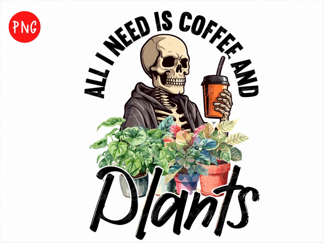 Coffee and Plants Sublimation Plant Png Digital Coffee Etsy