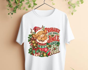 Highland Cow Christmas PNG with Funny Christmas Saying and Cute Holiday Cow png (Digital File)