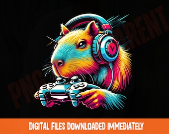 Funny Capybara Gamer PNG, Boys Gamer Meme Capybara Design, Cute Video Game Sublimation File