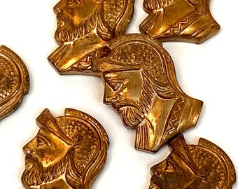 Copper Roman Soldier Warrior Profile: Embossed Vintage Pressed Metal Assemblage Pieces, Lot of 25