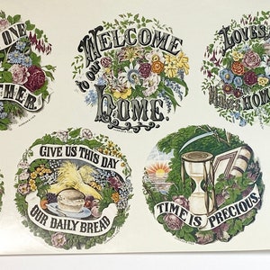 Vintage Ceramic Decals: 4 Round Proverbs Currier & Ives, Water-Mount, Kiln Fire Lot of 12 image 1