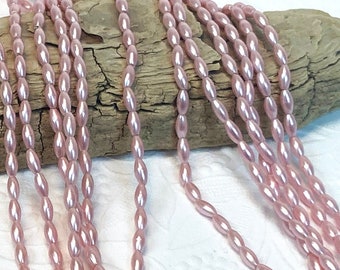 Light Pink Oval Seed Beads, 6x3 mm: Vintage Made in Japan, Lot of 12 Strands (2400 pcs)