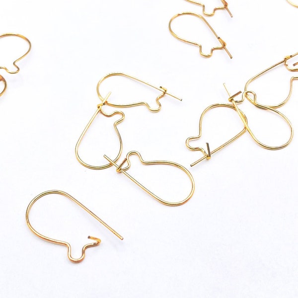 Simple Gold Filled Kidney Earring Wires: Vintage Jewelry Making Supplies (Lot of 12 pairs)