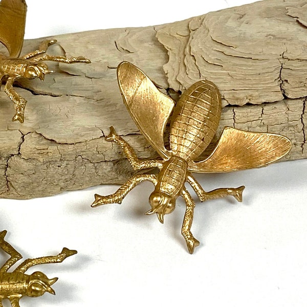 Large Cicada Bug Brass Stamping Pendant - 48x30mm Jewelry Making Finding