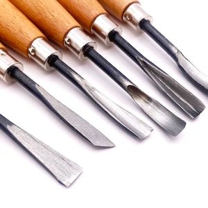 Wood Carving Tool Kit for Beginners: 6 Piece Collection, Steel Blades, Straight Handles