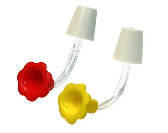 Red OR Yellow Floral Hummingbird Feeder Tubes and Stoppers (Pkg/3) Make Your Own Bird Feeders!