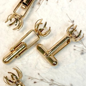 Cuff Link Settings, "Snap-In" Style: Vintage gold plated Jewelry Findings, Lot of 10