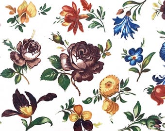 Vintage Ceramic Decals "Mixed Floral Bits" : Vintage Water-Mount, Kiln Fire (2 sheets)