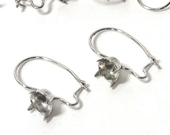 Vintage Earring Wires with Rhinestone Setting, for Pierced Ears: Vintage Jewelry Making Supplies (Lot of 12 pairs)