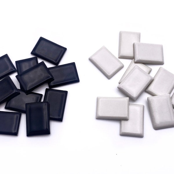 Black or White Glazed Rectangular Ceramic Inserts: 11/16" x 15/16" (Lot of 10)