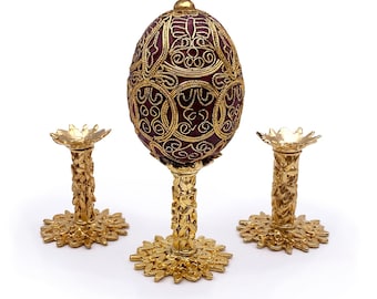 Fancy Display Stands for Decorative Eggs and Spheres: Cast Metal Gold Finish Pillar, 2" High (Lot of 3)
