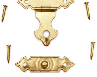 Mini Snap Catch Hasp for Small Boxes: Brass-Plated Hinges & Pins, Craft Supplies (LOT OF 10 Sets)