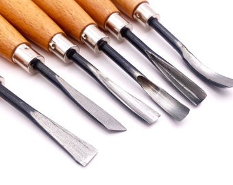 Wood Carving Tool Kit for Beginners: 6 Piece Collection, Steel Blades, Straight Handles