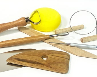 Potter's Tool Kit for Beginners: 8 pieces for cutting, slicing, shaping, and smoothing clay