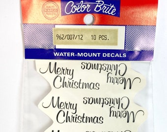 Merry Christmas Script, Vintage Ceramic Decal: Water-Mount Decals for Ceramics (Lot of 20)