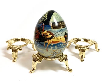 Details about   Three-legged Gold Tone Metal Egg Stand Holder 