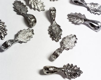 1" Large Leaf Bails, Silver-tone Loops for Pendants: Vintage Jewelry Making Findings (Lot of 10 pcs)