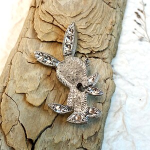Rabbit Brooch Pin Blanks: Silver Tone Vintage Jewelry Making Supplies (Lot of 8)