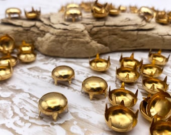 Round Brass 1/2" Nailheads: Vintage 5-prong Studs for Leather, Upholstery, & Crafts (pack of 144 pcs)