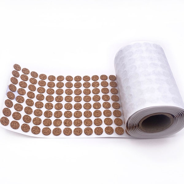 Round 1/2" Cork Stickers: Protective Adhesive Pads, Roll of 1000 pieces