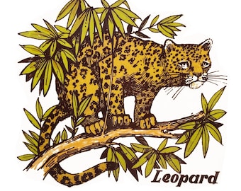 LEOPARD Ceramic Decals: Vintage, Water-Mount, Kiln-Fire (Two Sizes Available)