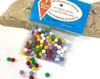 Moonstone Lucite Balls, Vintage Jewelry Making Supplies: Assorted Colors of 5mm Balls, Lot of 5 Packages (144 pcs each)
