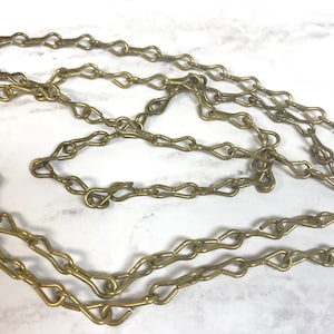 Jack Chain #16, Sturdy & Heavy Brass-Plated 5&#39; Lengths: Vintage Lamp Craft Supplies, 10 Feet Total