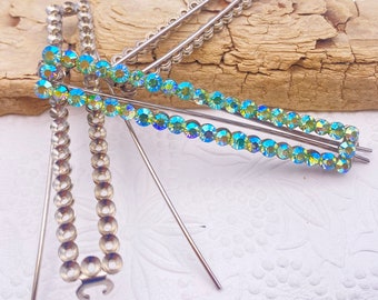 Vintage Large Hair Barrette Kit with Blank Settings (Lot of 3) and Your Choice of Rhinestones (144 pcs)