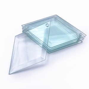 5&quot; x 3&quot; Diamond Glass Suncatchers with Beveled Edges & Pre-Drilled Hole (Lot of 6)