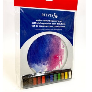 Reeves 6 Water Color Tubes Starter Set Black Green Yellow Blue Red .4 Oz  Tubes Boxed Watercolor Paint Set 