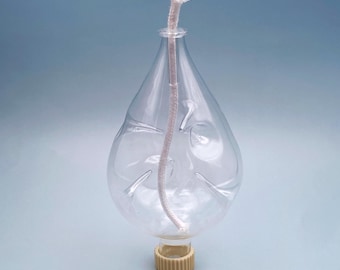 Vela de aceite de vidrio en forma de lágrima, con hoyuelos, 13,3 cm de largo total, incluye mecha y junta: Vintage Craft Supply