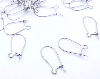 Simple Kidney Earring Wires, Stainless Steel: Vintage Jewelry Making Supplies (Lot of 72 pairs)