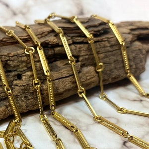 Bar Chain 10 FT Length, Decorative Gold-Tone: Vintage Craft and Jewelry Supplies
