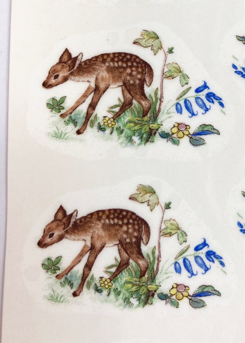 Vintage Ceramic Decals: Happy Fawn in Nature Water-Mount, Kiln Fire Lot of 24 image 1