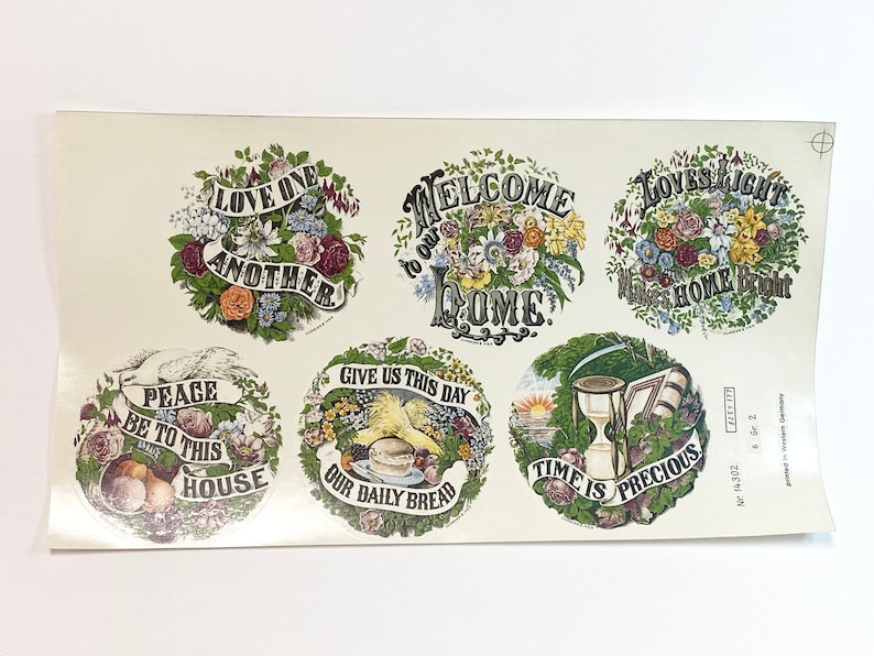Vintage Ceramic Decals: 4 Round Proverbs Currier & Ives, Water-Mount, Kiln Fire Lot of 12 image 1