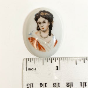 Ceramic Cameo Cabochon with Victorian Lady: Vintage Inserts Lot of 12 image 5