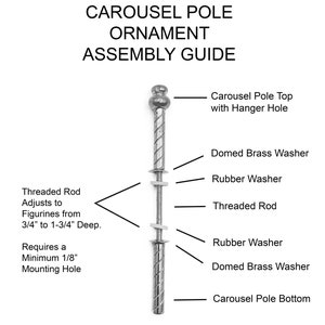 Mini Pole Kit for Carousel Ornaments: Vintage Spiral Twist Design with Hole for Hanging image 6