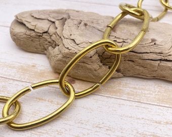 Oval Link Lamp Chain, Vintage Brass-Plated Supply: 1 yard OR 5 yards