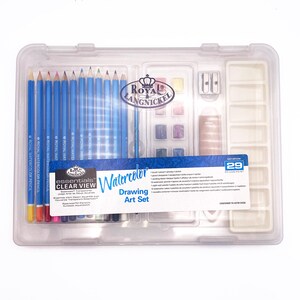 Watercolor Drawing Art Set by ROYAL & LANGNICKEL: Includes 12 Half Pans, 12 Watercolor Pencils, + More! image 2