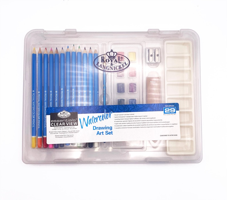Watercolor Drawing Art Set by ROYAL & LANGNICKEL: Includes 12 Half Pans, 12 Watercolor Pencils, + More! image 2