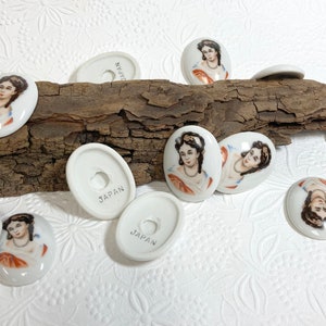 Ceramic Cameo Cabochon with Victorian Lady: Vintage Inserts Lot of 12 image 4